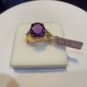 AAA Amethyst Rings AAA 11x13 MM Silver & Gold  Stunning Adjustable Rings Item 02
